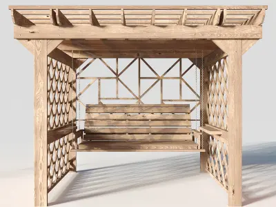 Wooden swing pergola 3D model