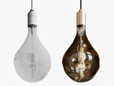 Small Black Canopy With 3 Pendants and 3 Voronoi II Bulbs 3D model