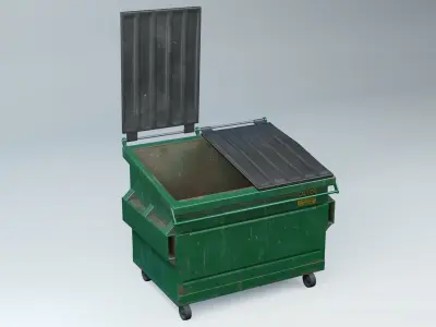 Dumpster garbage can on wheels Low-poly 3D model