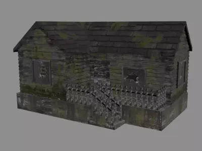 Old Abandoned Wooden House Low-poly 3D model