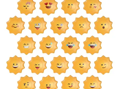 Sun Emoj V2 Low-poly 3D model