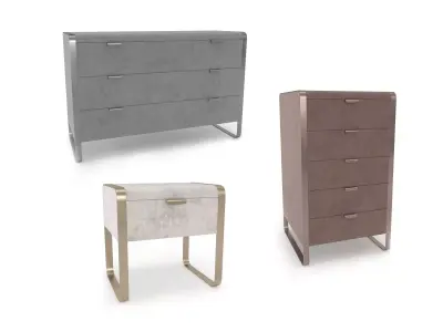 Cantori Elvis Set Nightstand Chest of Drawers Tallboy Dresser 3D model