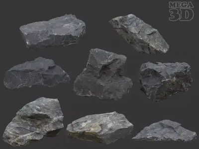 Gray Sharp Rock 220817 Photogrammetry - Ultra HD 16K Textures Low-poly 3D model