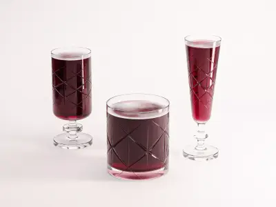 Glass Set 01 Low-poly 3D model