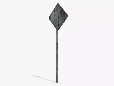 Damaged U-Turn Sign Low-poly 3D model