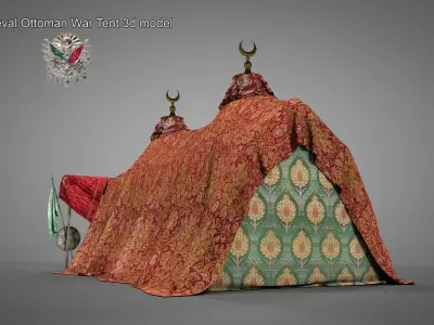  Medieval Ottoman War Tent  Set 3d model 3D model