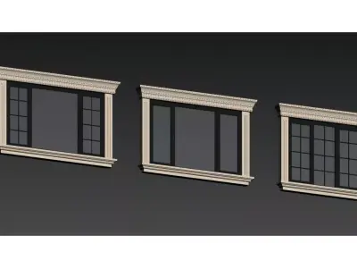 French Retro-Style Doors and Windows 3D model