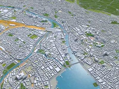 Zurich City Switzerland Low-poly 3D model