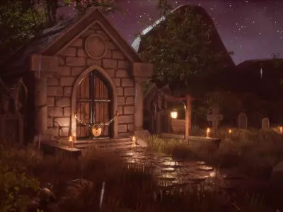 Abandoned Graveyard Low-poly 3D model