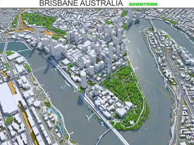 Brisbane Downtown Australia Low-poly 3D model