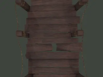 Wooden Straight Modular Dock 2 Piece Set Low-poly 3D model