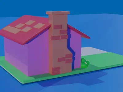 3D Cute Cartoon House Low-poly 3D model