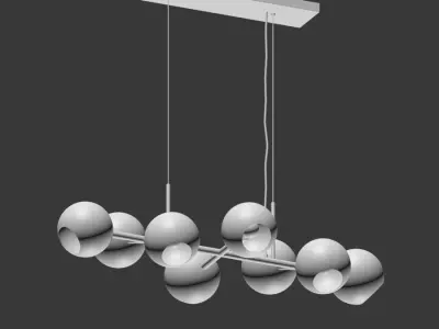  8 Light Staggered Glass Chandelier 3D model