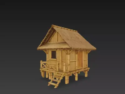 Realistic Bamboo House 3D model
