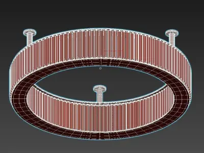 ETERNITY circular ceiling light in gold with clear glass rods 3D model