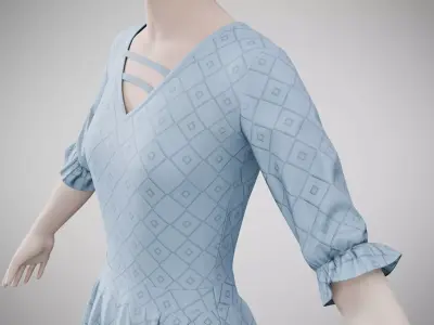 Dress 06 Light Blue Low-poly 3D model