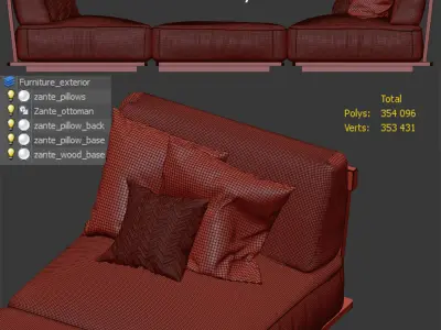 Flexform Zante ottoman 3D model