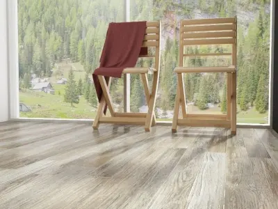 modern bathroom with parquet floor 3D model