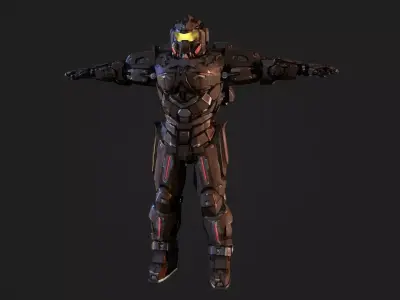 Spacemarine Power Armor Low-poly 3D model