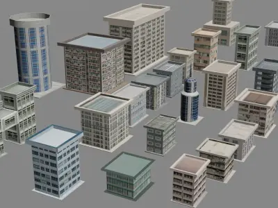 Buildings Pack Low-poly 3D model purchase