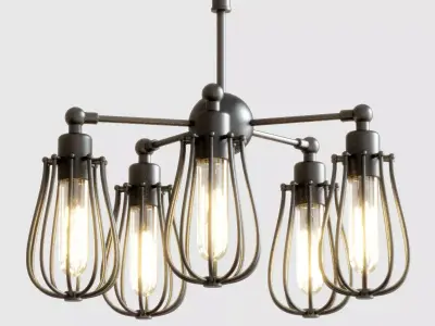 Industrial cage chandelier 3D model