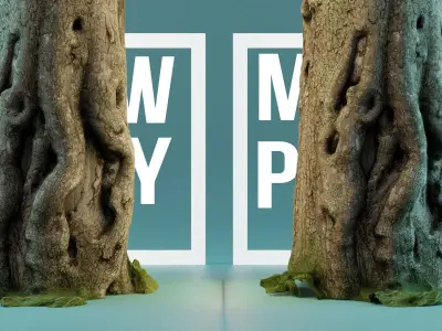 Photorealistic Different Tree Trunks Low-poly 3D model