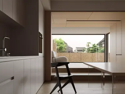 Modern minimalist studio apartment 3D model