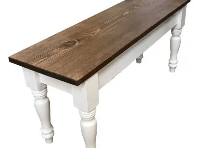 Gephart Farmhouse Wood Bench Long Chair 3D model