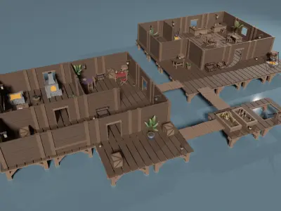 Sea Village Asset Pack Low-poly 3D model