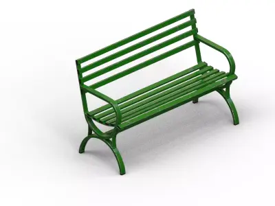 Old Street Bench Low-poly 3D model