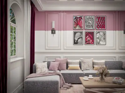living room interior scene 3D model 3