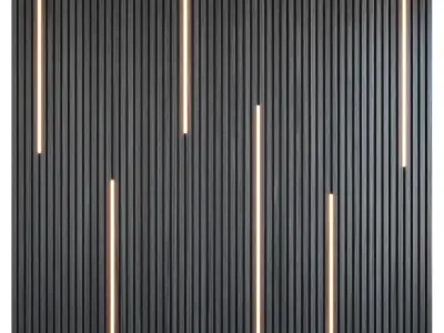 Flutted 3d panel with LED lights 3D model