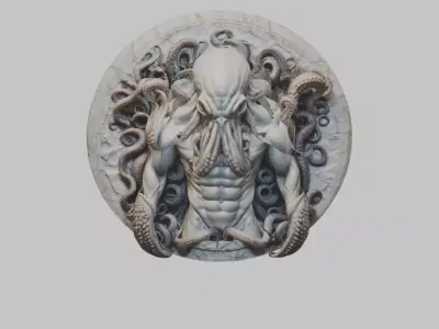 Old Gods Ancient Sculpture Marble Cthulhu Octopuss 3D model