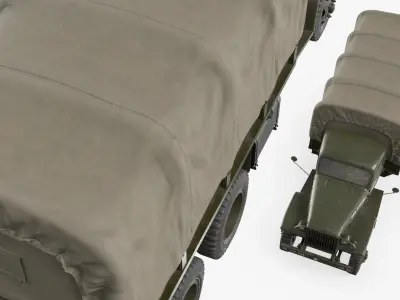  WWII GMC CCKW 6x6 Army Truck with Covered Bed Green Old Rigged for Maya 