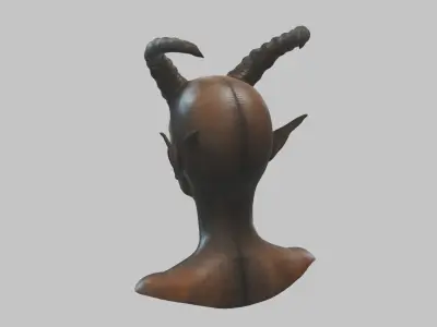 Demon Woman ALien HEad Bust Low-poly 3D model