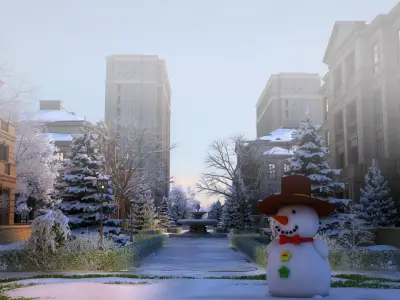 Residential Snow Scene 3D model