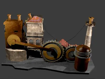 steampunk industrial factory  3D model