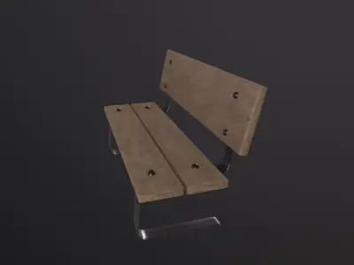 Wood Bench 3D Model Low-poly 3D model