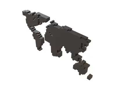 Earth Map Cube Style v1 001 Low-poly 3D model