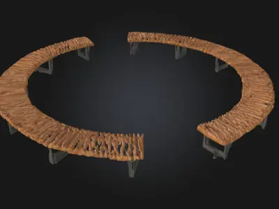 Circular Bench with Gap  Modern Urban Seating Element 3D model