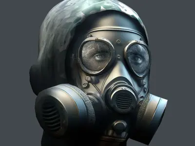 Gas mask helmet 3d model military combat Low-poly 3D model Low-poly 3D model 5