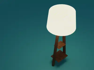 White Fabric Shade Floor Lamp with Brown Base Free low-poly 3D model