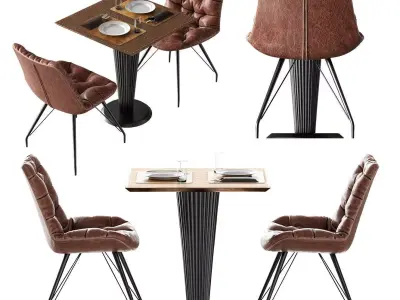 Chair Rowan Brown by Richmond Table Mesa Logan Roble by Brucs 3D model