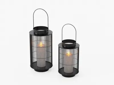 lantern collection candle in glass 3D Model Pack