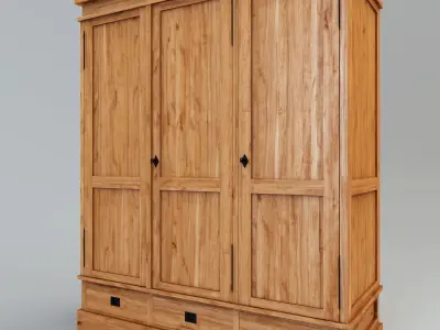 Wooden Wardrobe Free 3D model
