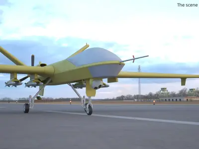  Long Endurance Military UAV Aircraft Yellow Rigged 