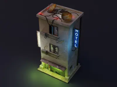 Cyberpunk Building 2 Low-poly 3D model