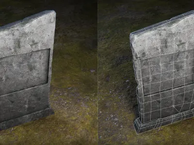 Tombstone - 4 Models - 4k Textures - Low-poly 3D model