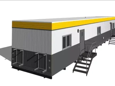 Construction Site Trailer On Running Steel Frame 12 x 60 ft Low-poly 3D model