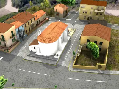 Santa Lucia Square - Italian Small Village Scene 3D model